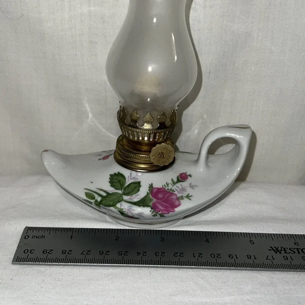 Oil Finger Lamp Porcelain Lantern Pink Rose Chic Twin Genie